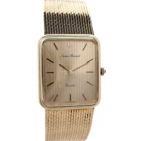 Estate Lucien Piccard 14k Yellow Gold Vintage Rectangular Gold Dial 24658