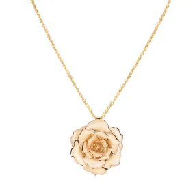 Estink Rose Flower Necklace for Mom Friend 30mm Golden Necklace Chain with 24k Gold Dipped Real Rose Pendant Gift for Women Mom Birthday Wedding Holiday Gift with Jewelry Box