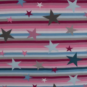 EUROPEAN - Cotton French Terry Print  - Stars - Pink