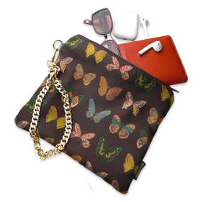 Farfalle Brown Vintage Silk Scarf Wristlet Bag