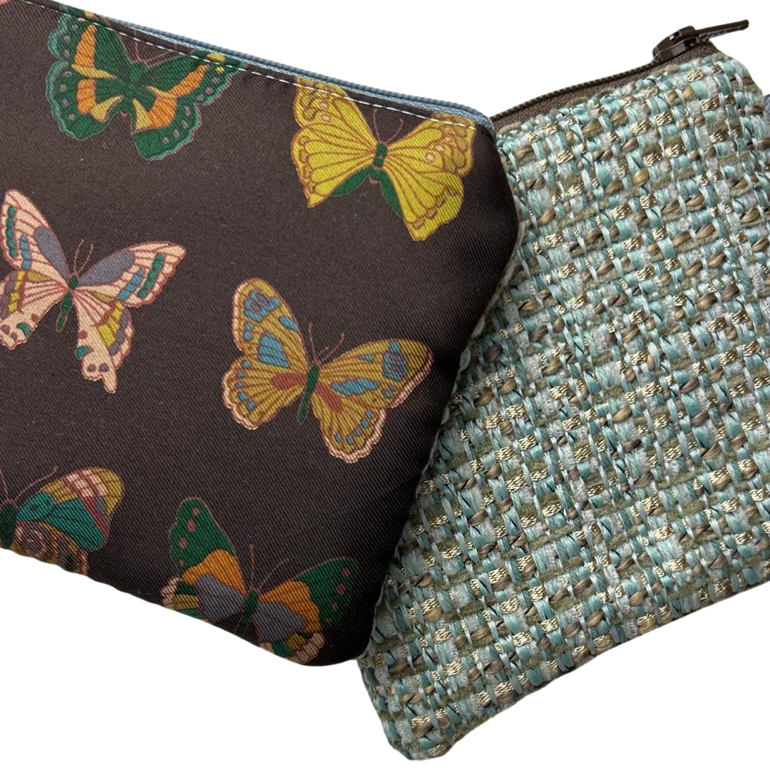 Farfalle Brown Vintage Silk Scarf Wristlet Bag