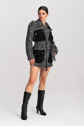 'Fay' Belted Tweed Contrast Jacket