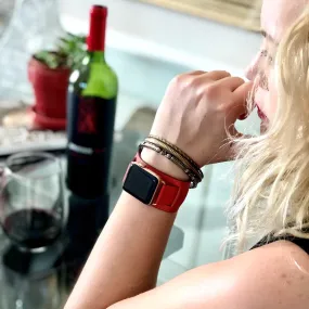 Fire Red Apple Watch Leather Cuff