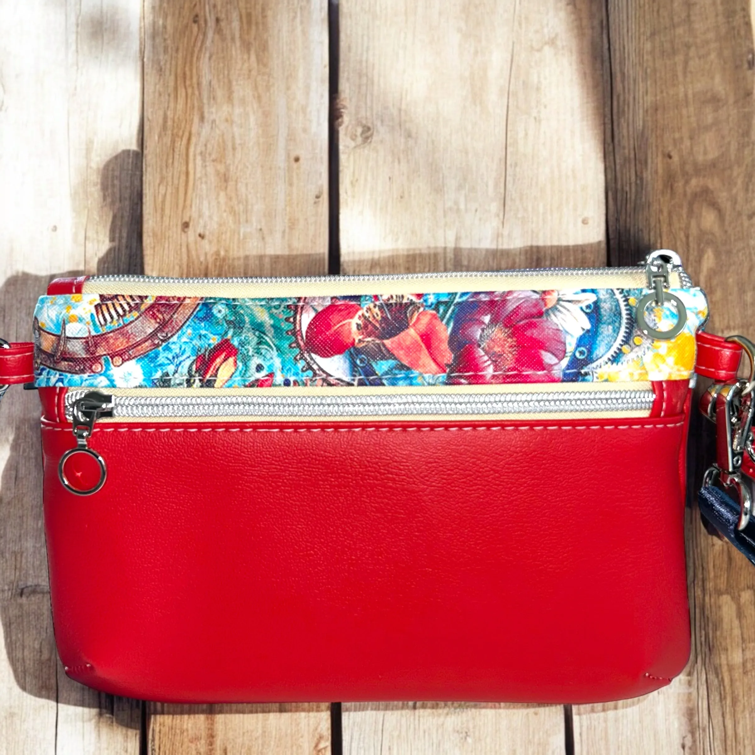 Flower Print Wristlet and Crossbody Bag