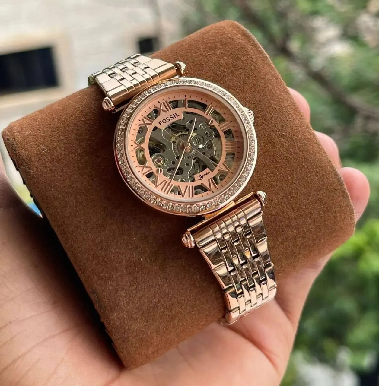 Fossil Luxury Watch Rose Gold for Her - Two-Tone Stainless Steel Band, Automatic Movement