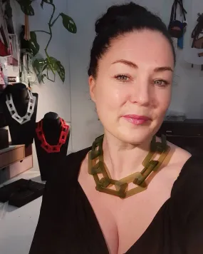 Frosted olive Chain Link Necklace and other colour options