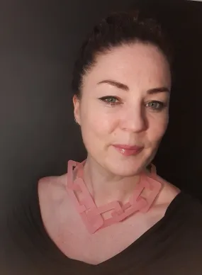 Frosted pink Chain Link Necklace
