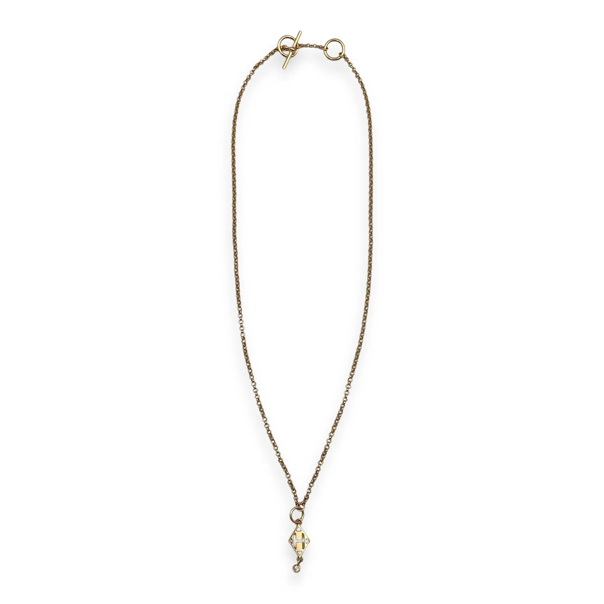 Gambade H Necklace in 18k Rose Gold Hardware