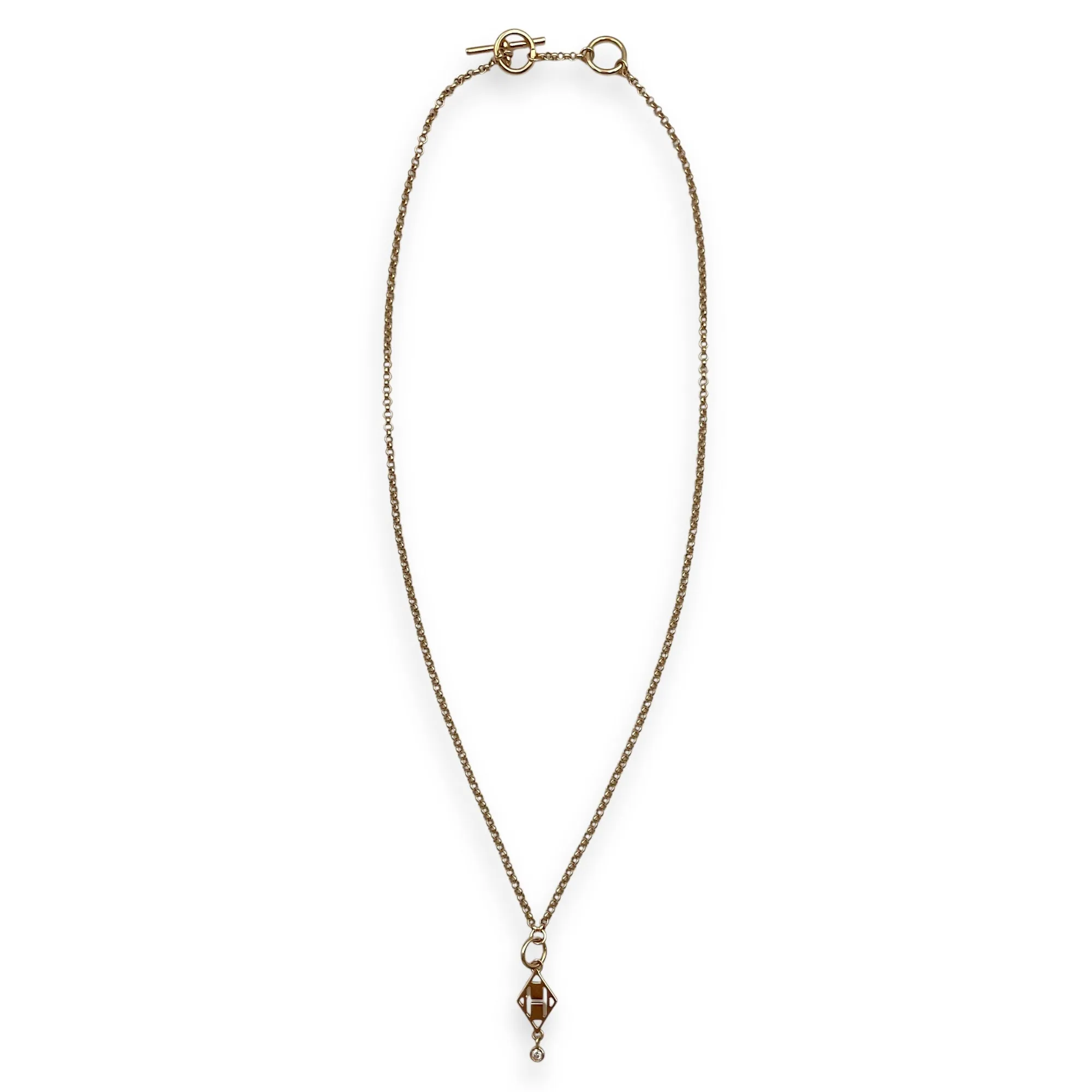 Gambade H Necklace in 18k Rose Gold Hardware