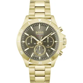 Gents BOSS Troper Light Yellow Gold IP Bracelet Watch
