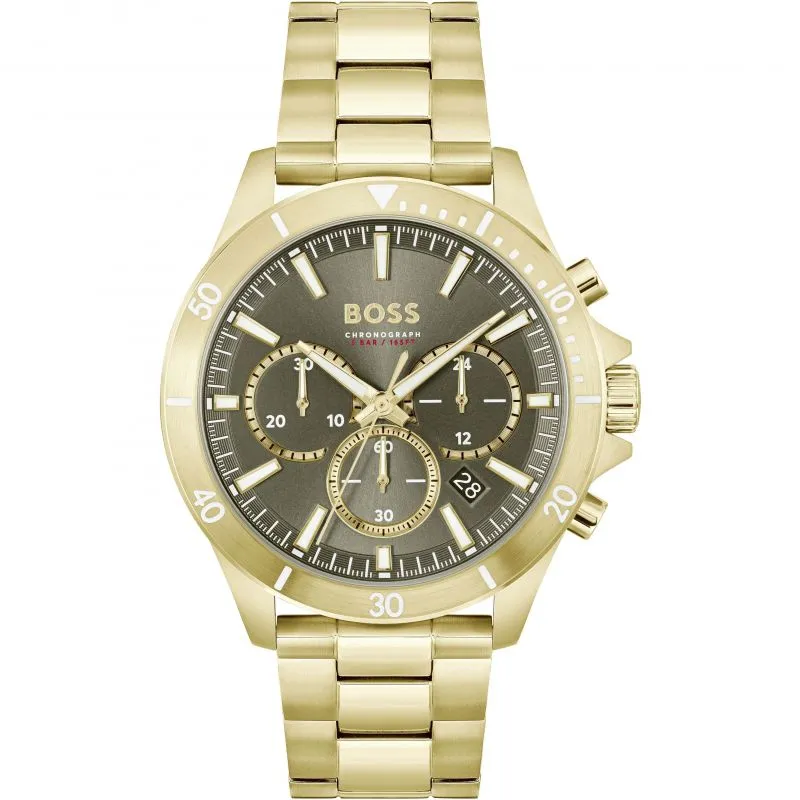 Gents BOSS Troper Light Yellow Gold IP Bracelet Watch