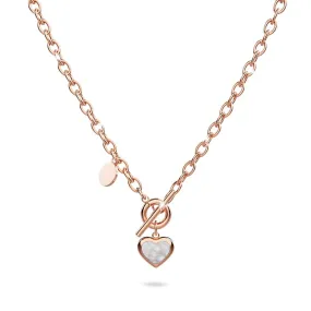 Gloria Chunky Heart Toggle Closure Necklace in Rose Gold