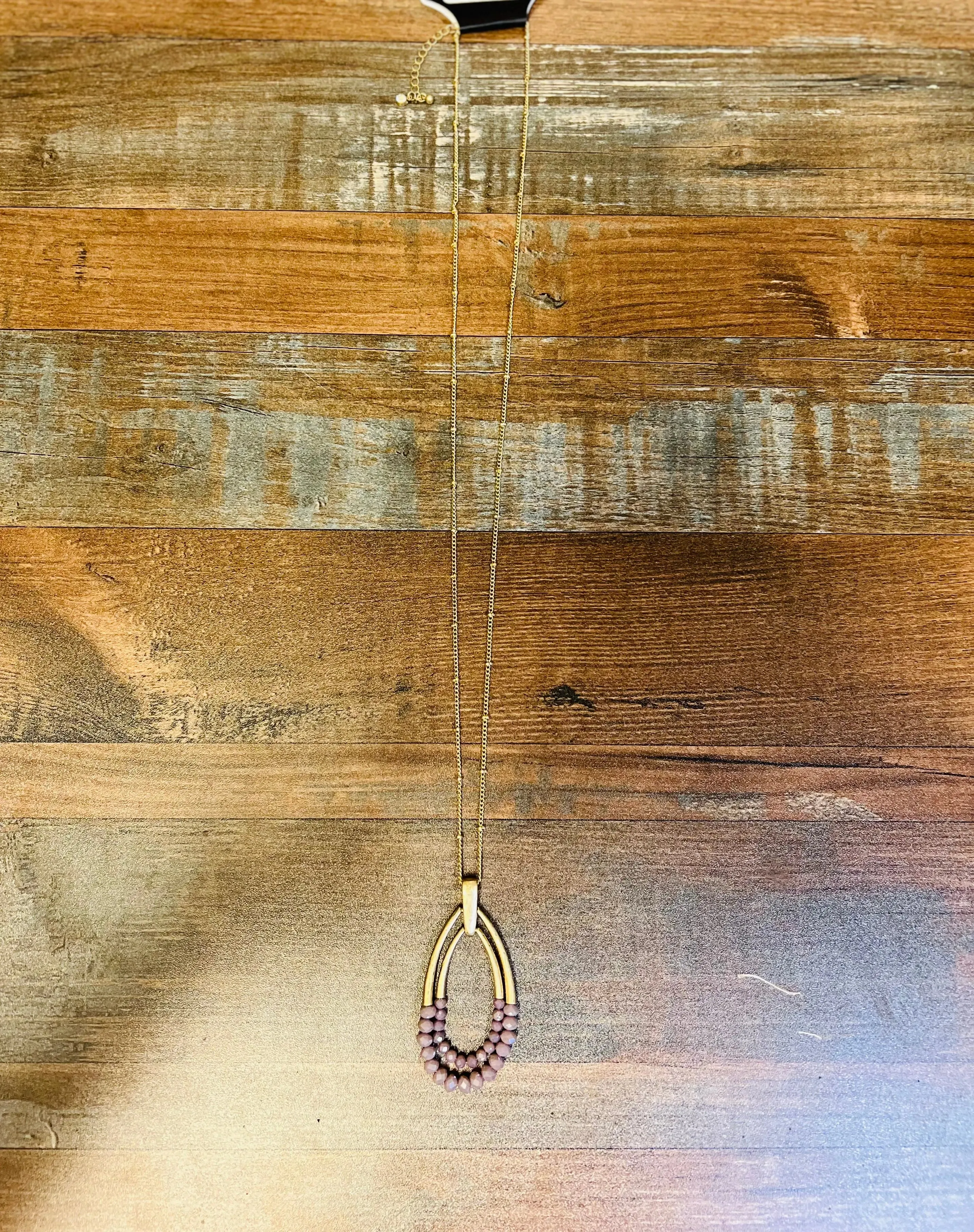 Gold & Purple Shimmer Beaded Long Necklace