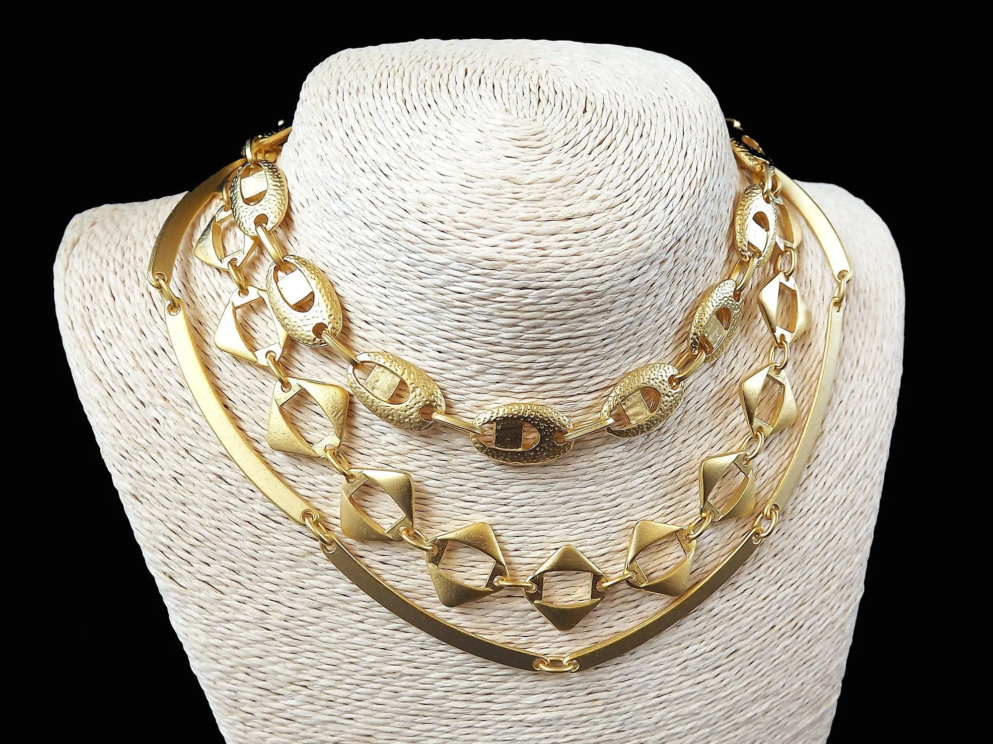 Gold Necklace Chain with Clasp, Chunky Diamond Link, Empty Chain, Blank chain, Necklace Supplies, Non tarnish, 22k Matte Gold Plated, 19"