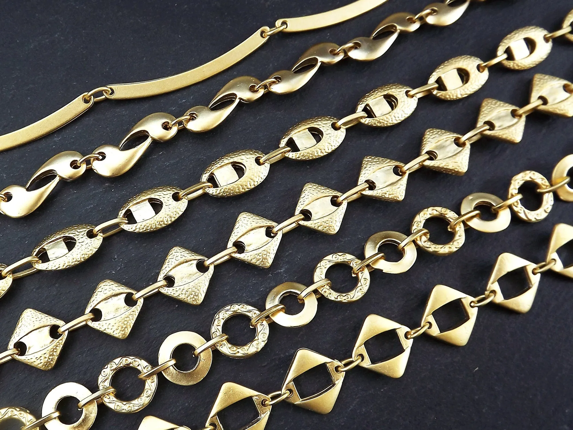 Gold Necklace Chain with Clasp, Chunky Diamond Link, Empty Chain, Blank chain, Necklace Supplies, Non tarnish, 22k Matte Gold Plated, 19"