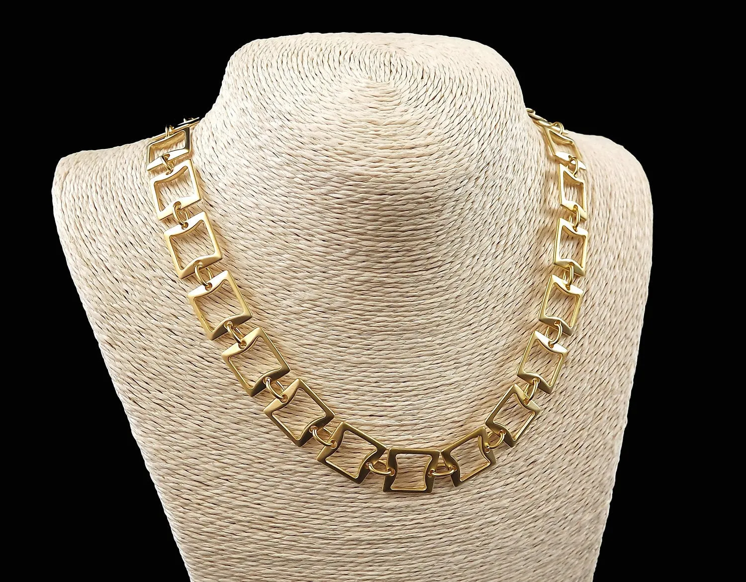 Gold Necklace Chain with Clasp, Chunky Statement Chain, Empty Chain, Blank chain, Necklace Supplies, Square Link, 22k Matte Gold Plated, 19"