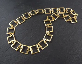 Gold Necklace Chain with Clasp, Chunky Statement Chain, Empty Chain, Blank chain, Necklace Supplies, Square Link, 22k Matte Gold Plated, 19"