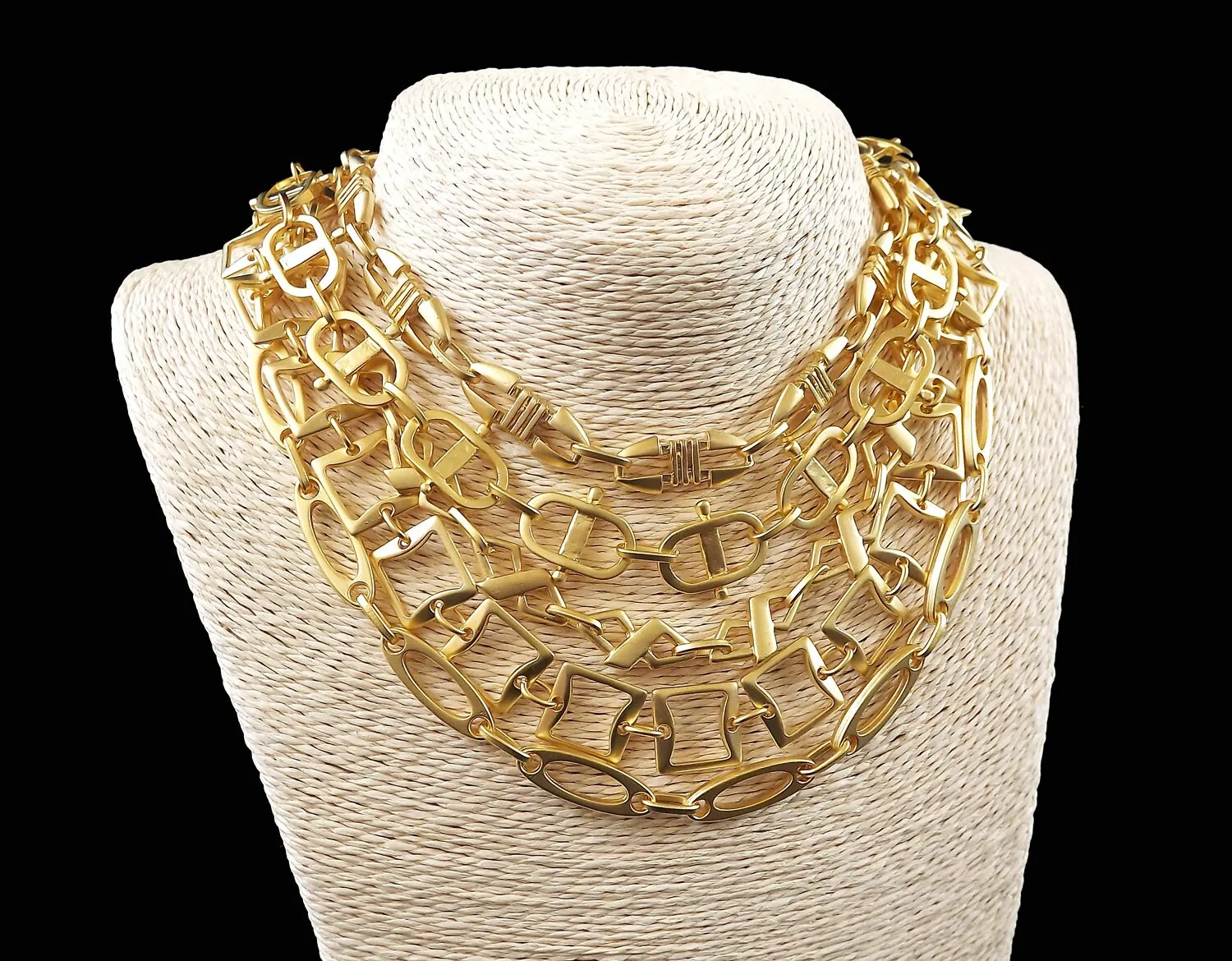 Gold Necklace Chain with Clasp, Chunky Statement Chain, Empty Chain, Blank chain, Necklace Supplies, Square Link, 22k Matte Gold Plated, 19"