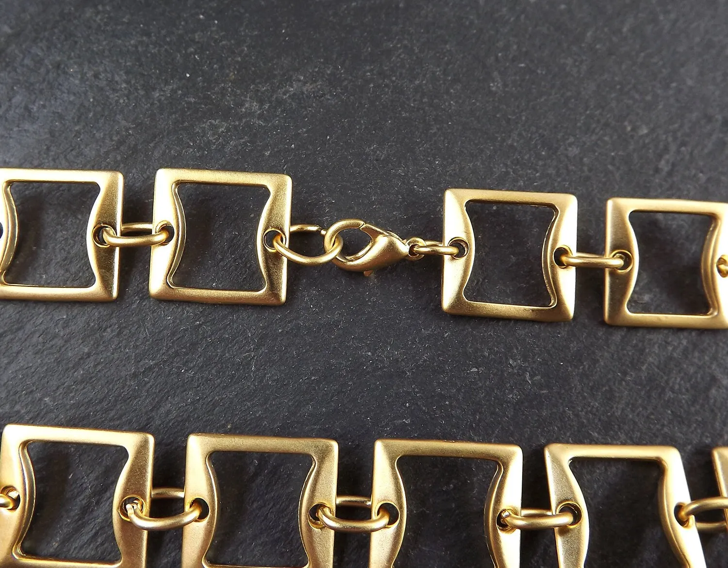 Gold Necklace Chain with Clasp, Chunky Statement Chain, Empty Chain, Blank chain, Necklace Supplies, Square Link, 22k Matte Gold Plated, 19"