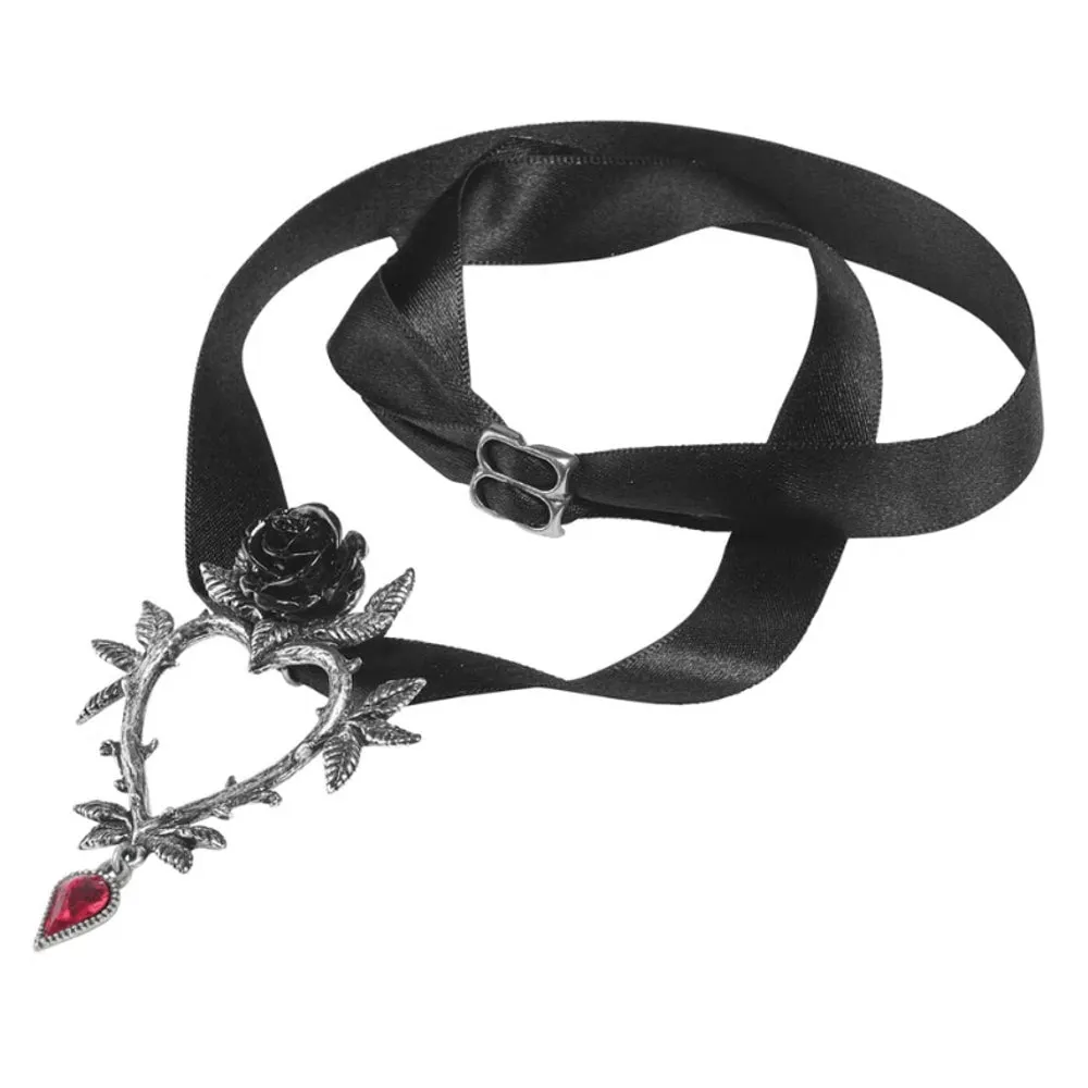 Guirlande d'Amour Black Rose Heart Alchemy Gothic Necklace
