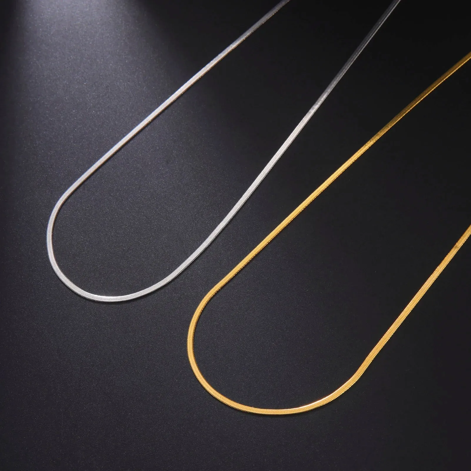 Herringbone Snake Chain Stainless Steel Necklaces for Women Men 2mm/3mm/4mm/5mm Wide Gold Silver Color Flat Style Jewelry