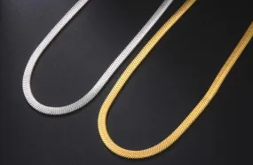 Herringbone Snake Chain Stainless Steel Necklaces for Women Men 2mm/3mm/4mm/5mm Wide Gold Silver Color Flat Style Jewelry