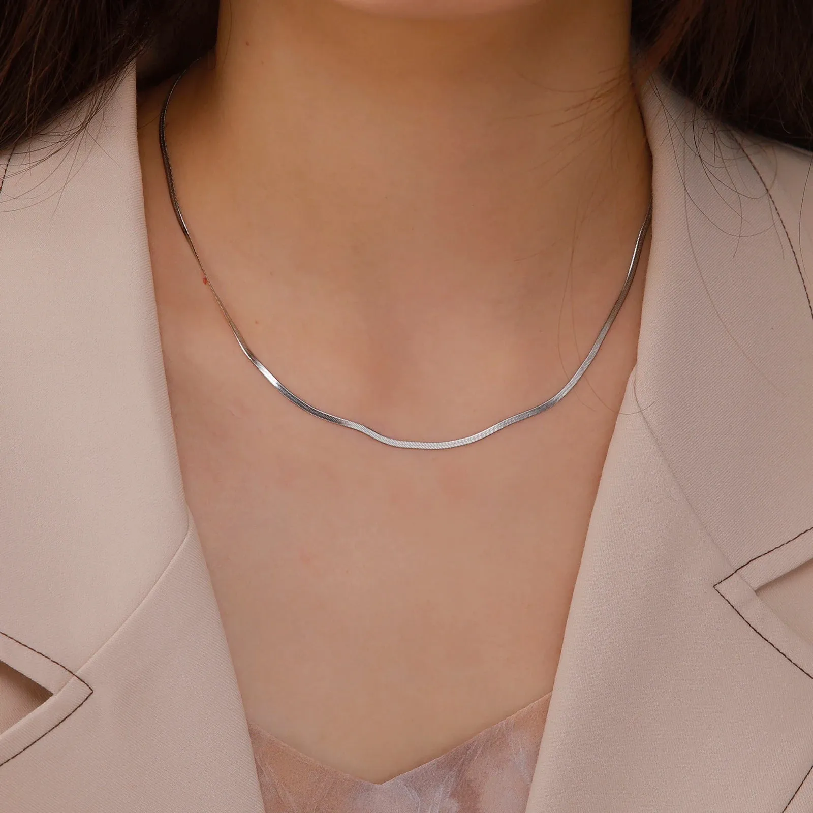 Herringbone Snake Chain Stainless Steel Necklaces for Women Men 2mm/3mm/4mm/5mm Wide Gold Silver Color Flat Style Jewelry