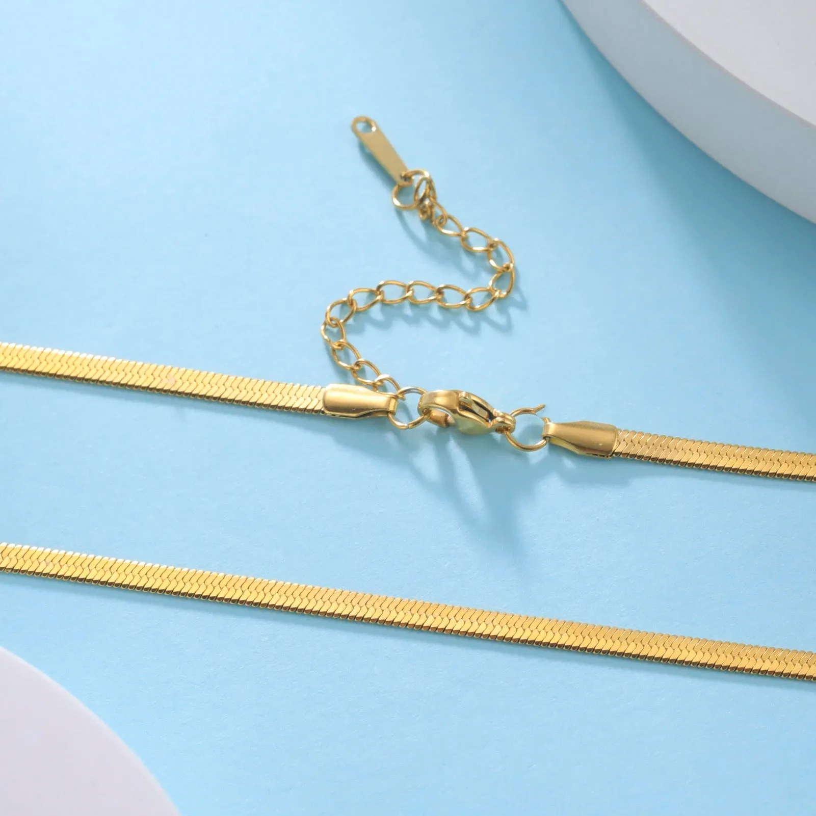 Herringbone Snake Chain Stainless Steel Necklaces for Women Men 2mm/3mm/4mm/5mm Wide Gold Silver Color Flat Style Jewelry