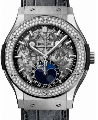 Hublot Classic Fusion Aerofusion Moonphase Titanium & Diamonds Men's Watch