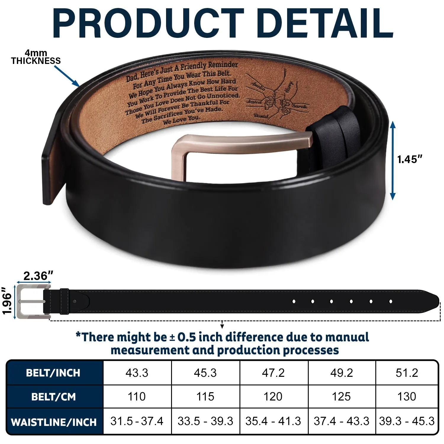 I Hope You Always Know How Hard You Work - Personalized Leather Belt