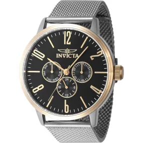Invicta Men's Quartz Watch - Specialty Black Dial Silver Tone Mesh Bracelet | 47596