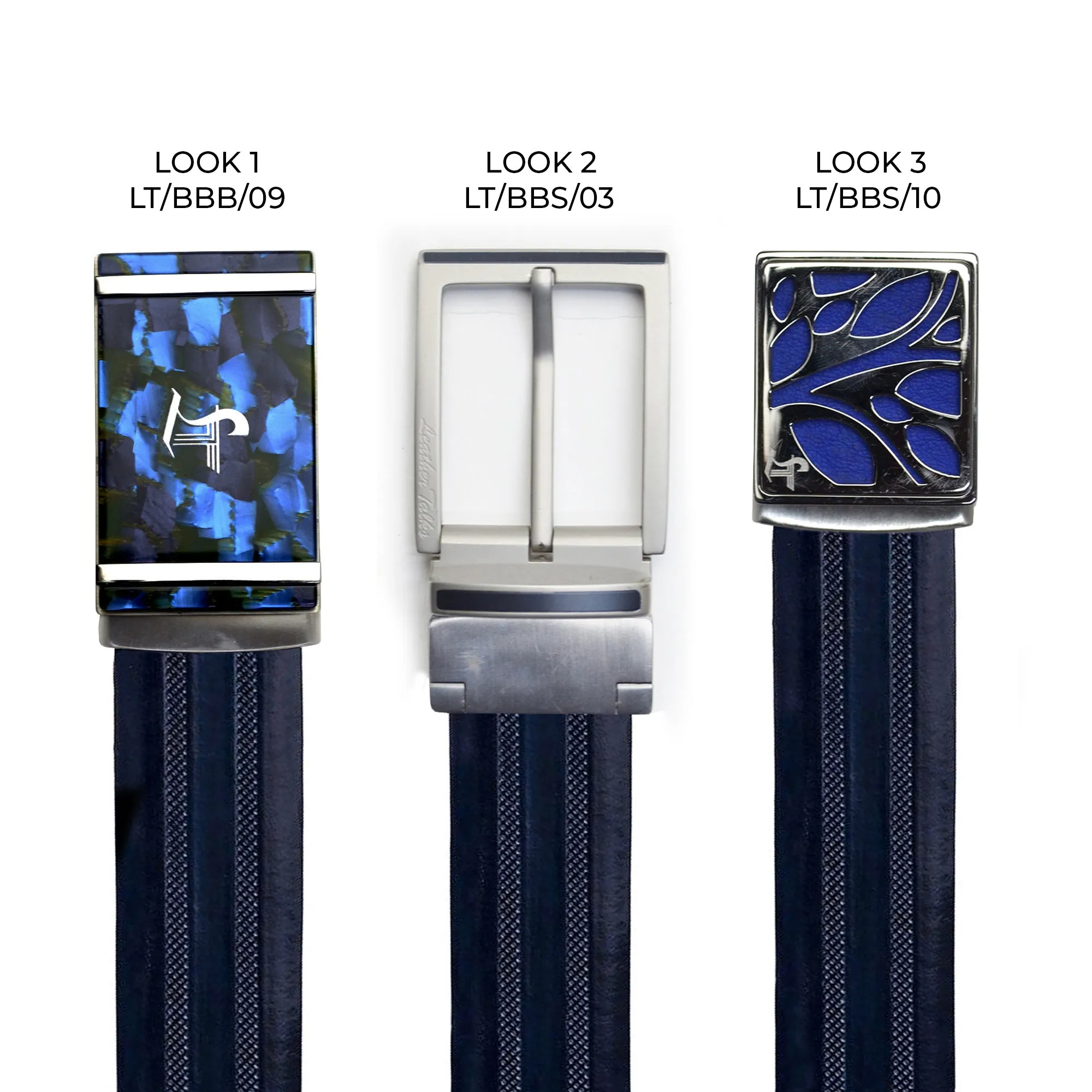 Italian VT Stripe   | Pure Leather | Plus Size Leather Belt for Men | Color - Blue
