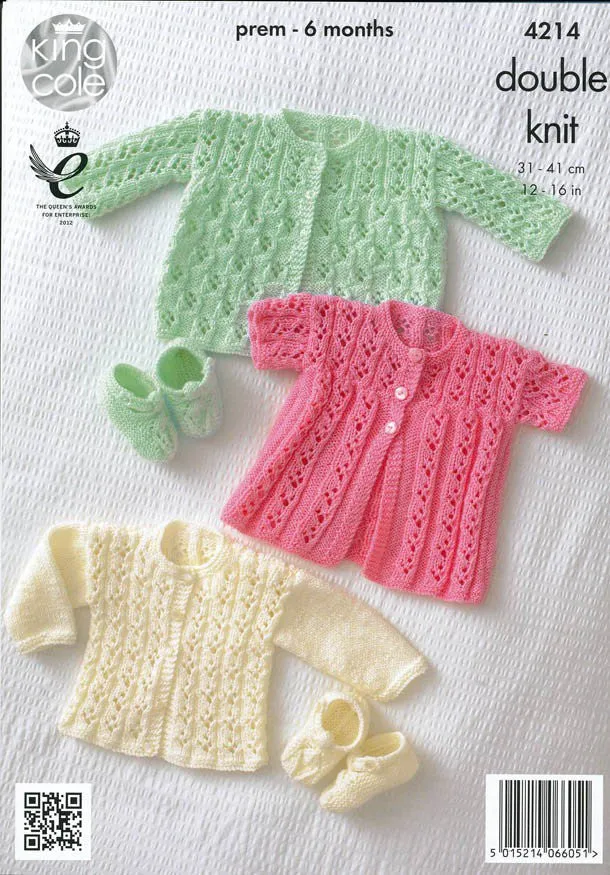 King Cole Comfort DK Pattern 4214 - Matinee Coats, Cardigan & Shoes