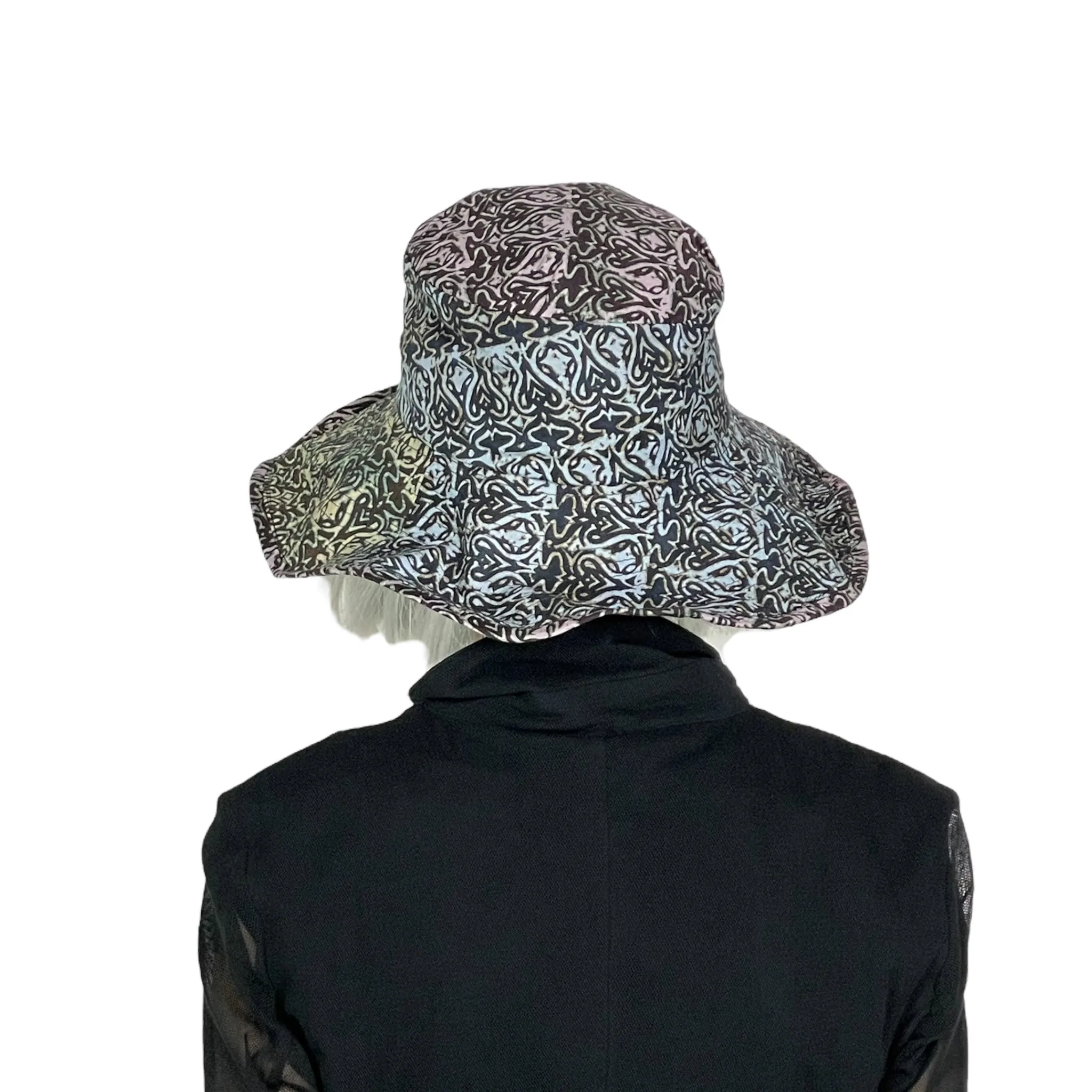 LARGE BRIM COTTON PRINT HAT