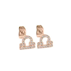 Libra Earrings with CZ Stones - Rose Gold