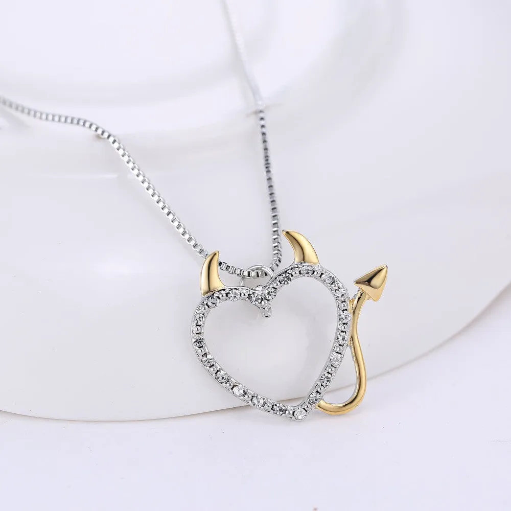 Li'l Devil Heart Crystal Necklace