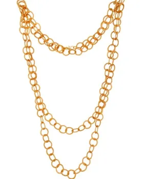 Long 24k Gold Vermeil Flat Link Chain Necklace 50”