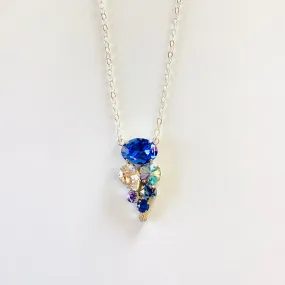 Long Cluster Necklace in Sapphire Champagne
