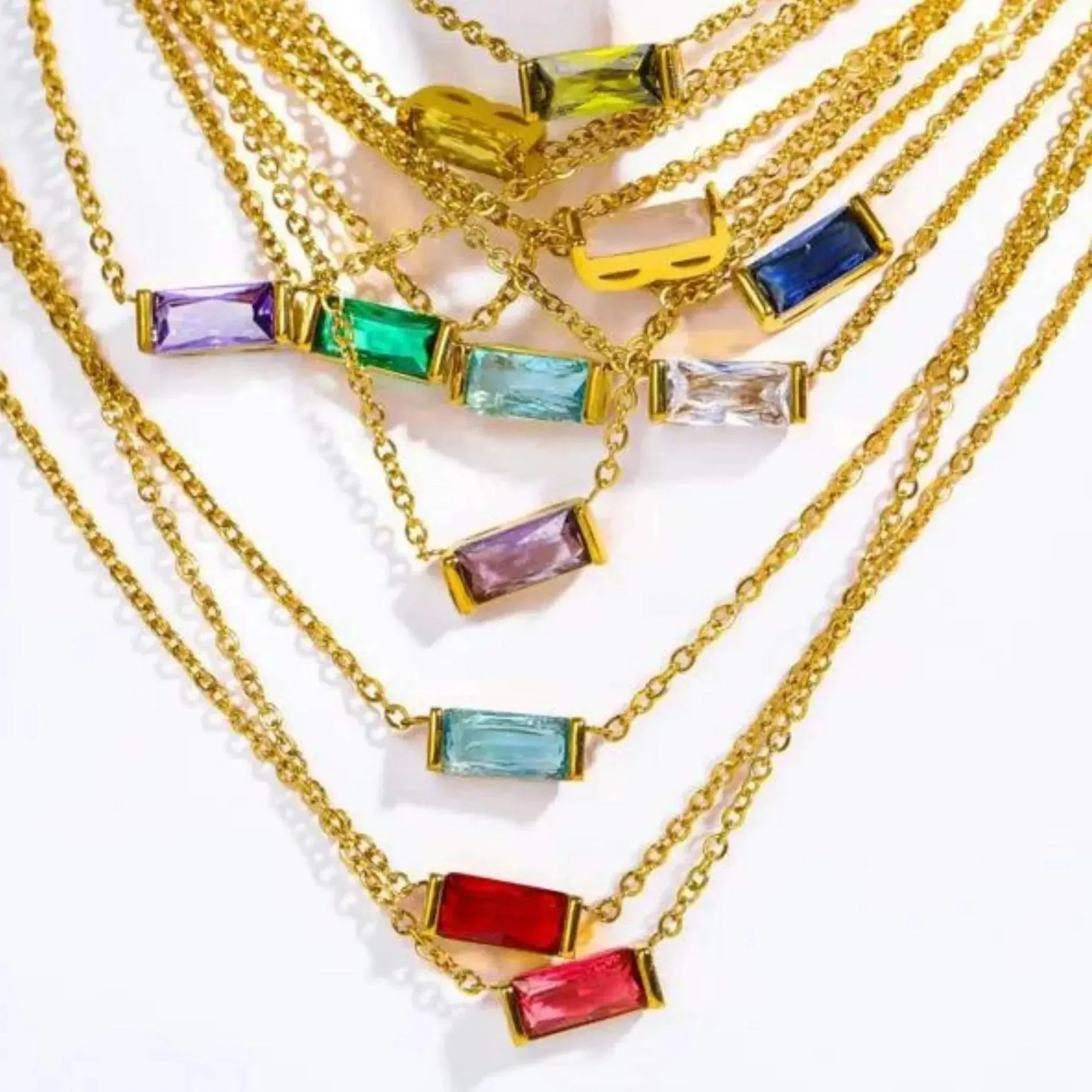 Love Waterproof Birthstone SEPTEMBER Necklace18K Gold Plating