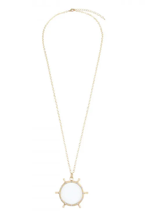 Magnifying Glass Pendant Gold Chain Necklace