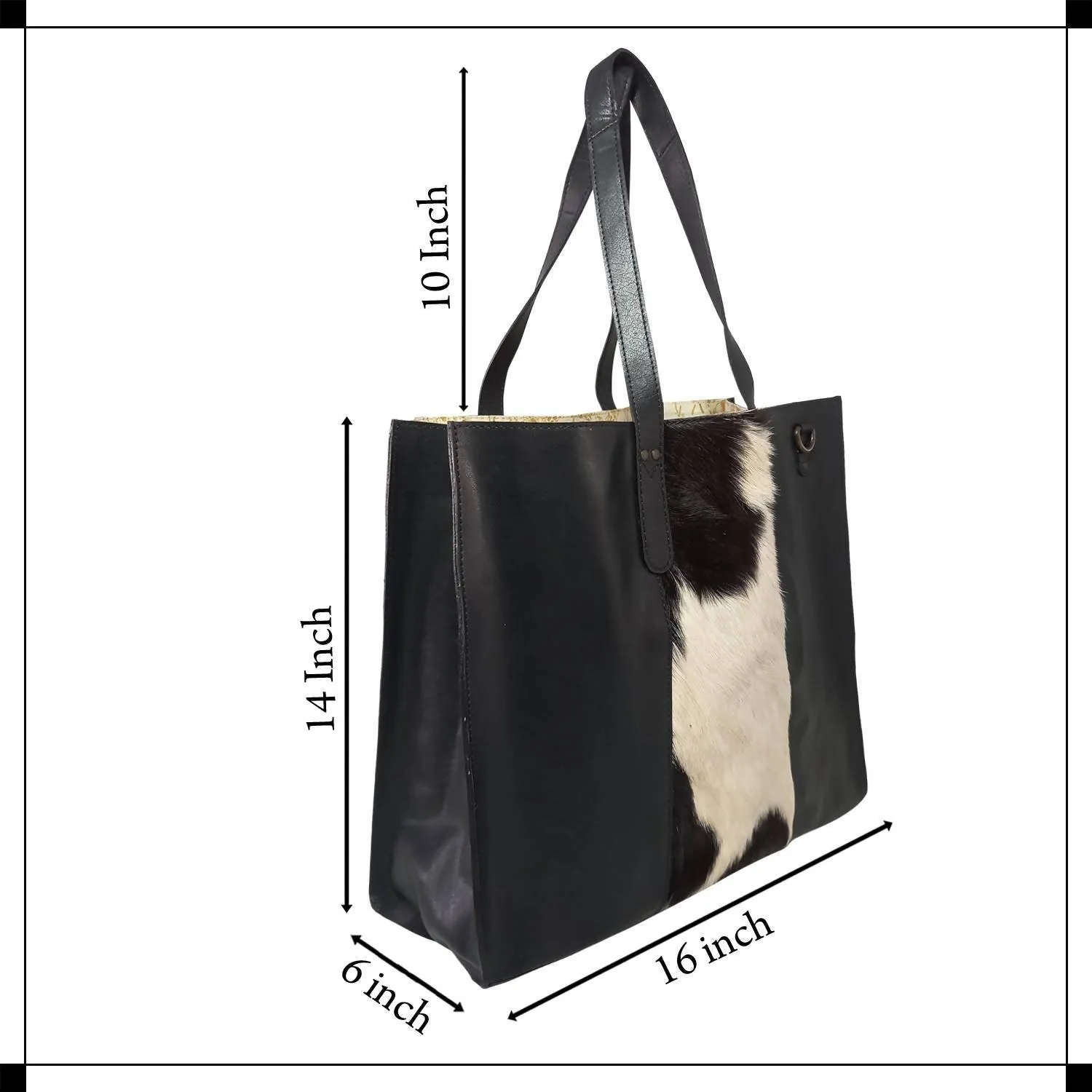 MANDAVA Women's Genuine Leather Tote Shoulder Bag for Work Shopping Buff Leather Big Shopper Bag (Black)