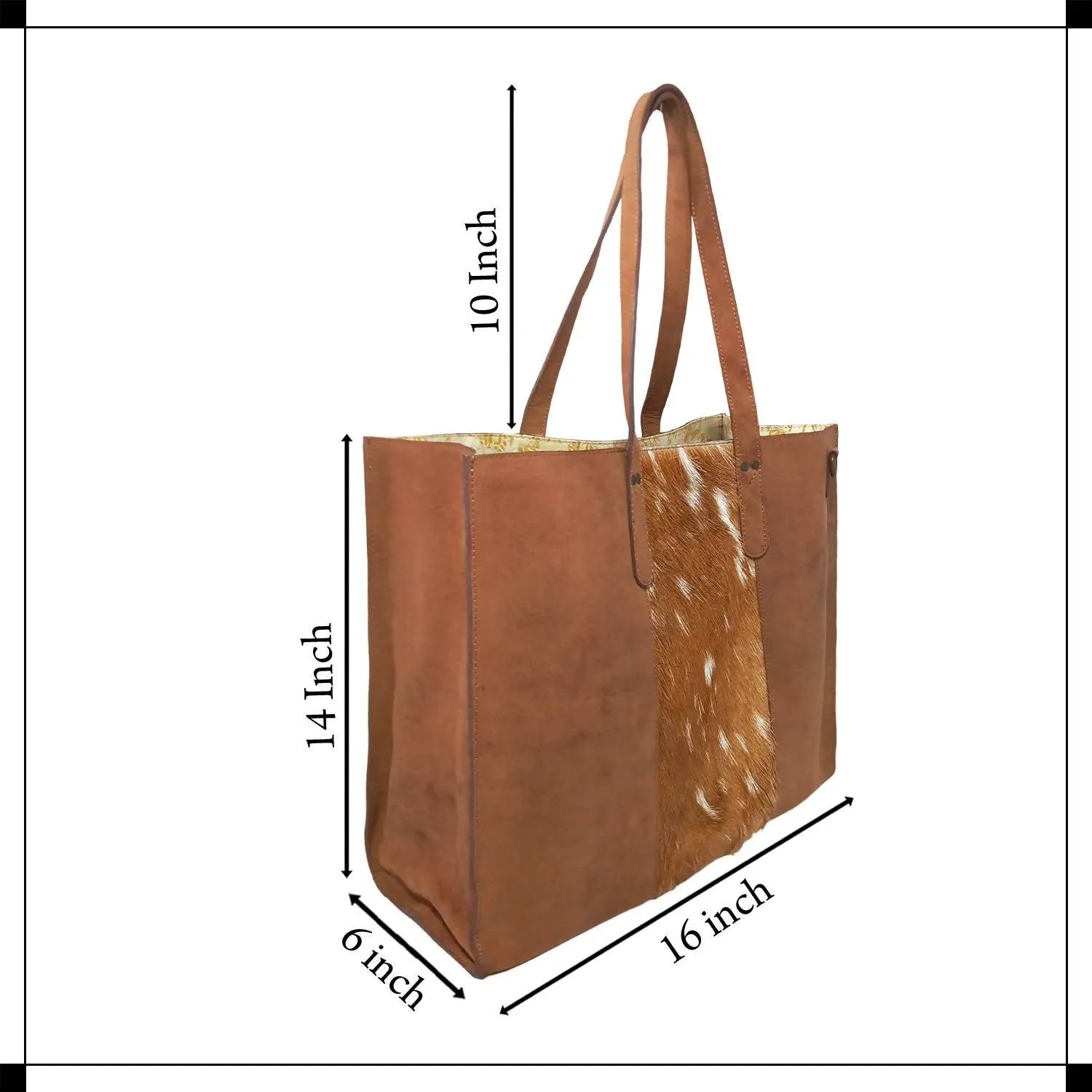 MANDAVA Women's Genuine Leather Tote Shoulder Bag for Work Shopping Buff Leather Big Shopper Bag (Brown)