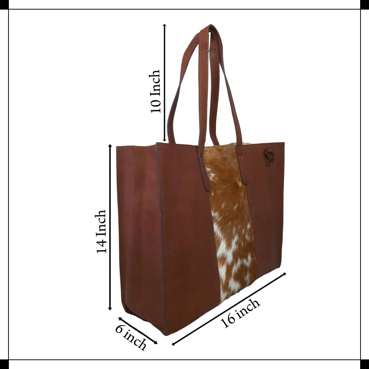MANDAVA Women's Genuine Leather Tote Shoulder Bag for Work Shopping Buff Leather Big Shopper Bag (Dark Brown)