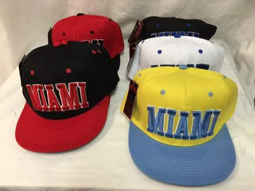 miami snap back flat bill hats caps Case of 24
