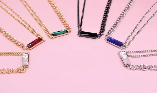 MULTI CHAIN STONE PENDANT NECKLACE