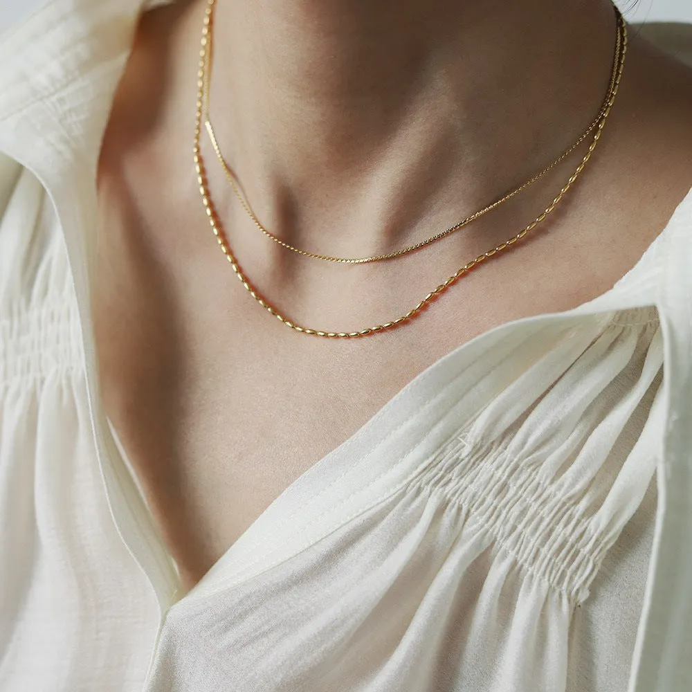 N018 gold double strand beaded chain necklace