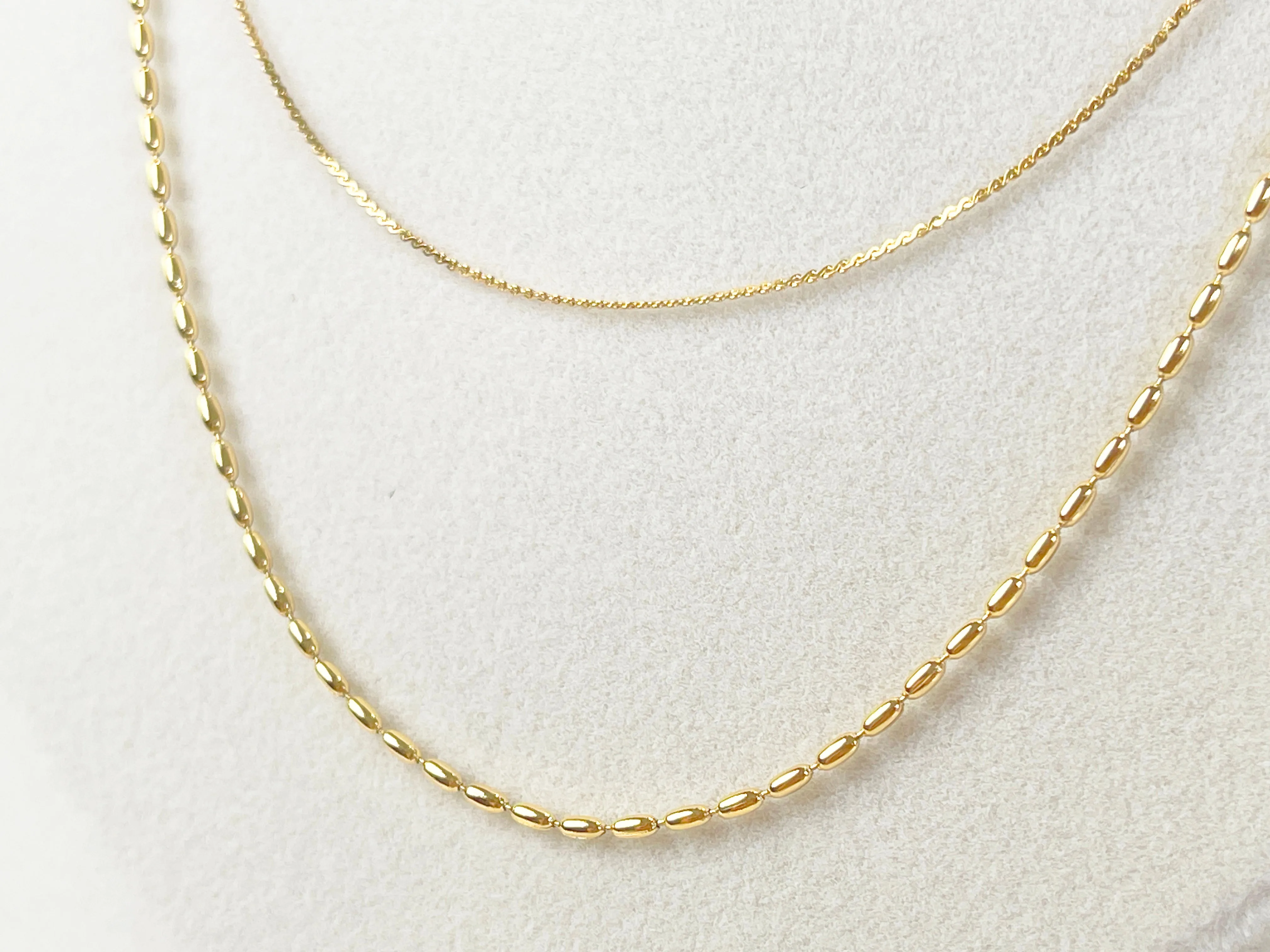 N018 gold double strand beaded chain necklace