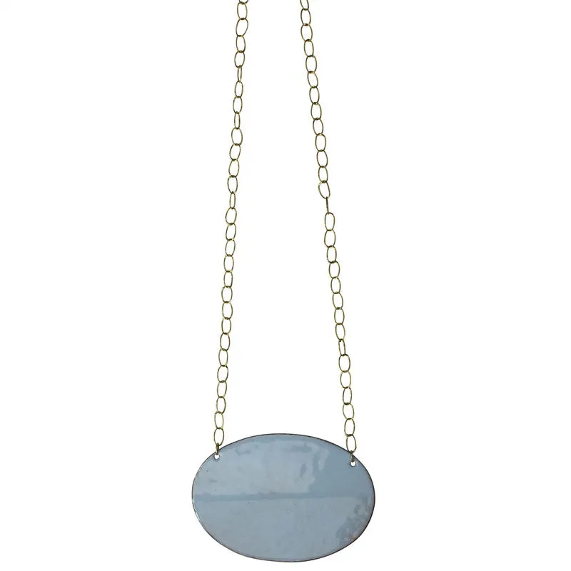 Necklace - Creased Oval, Blue