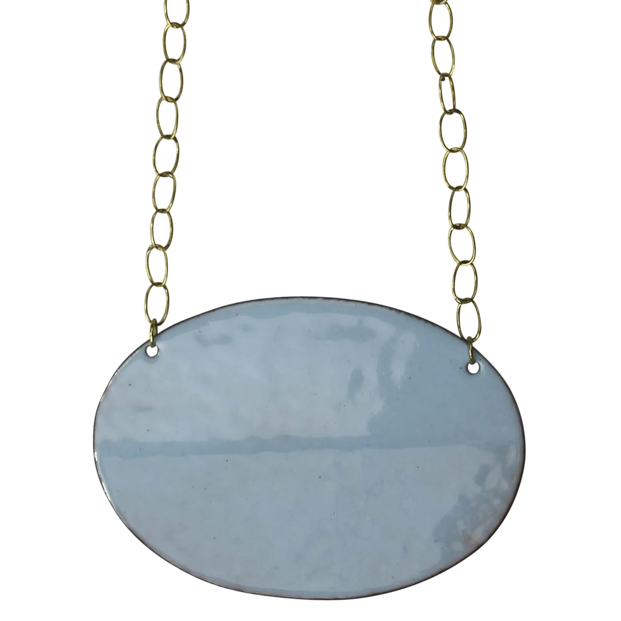 Necklace - Creased Oval, Blue