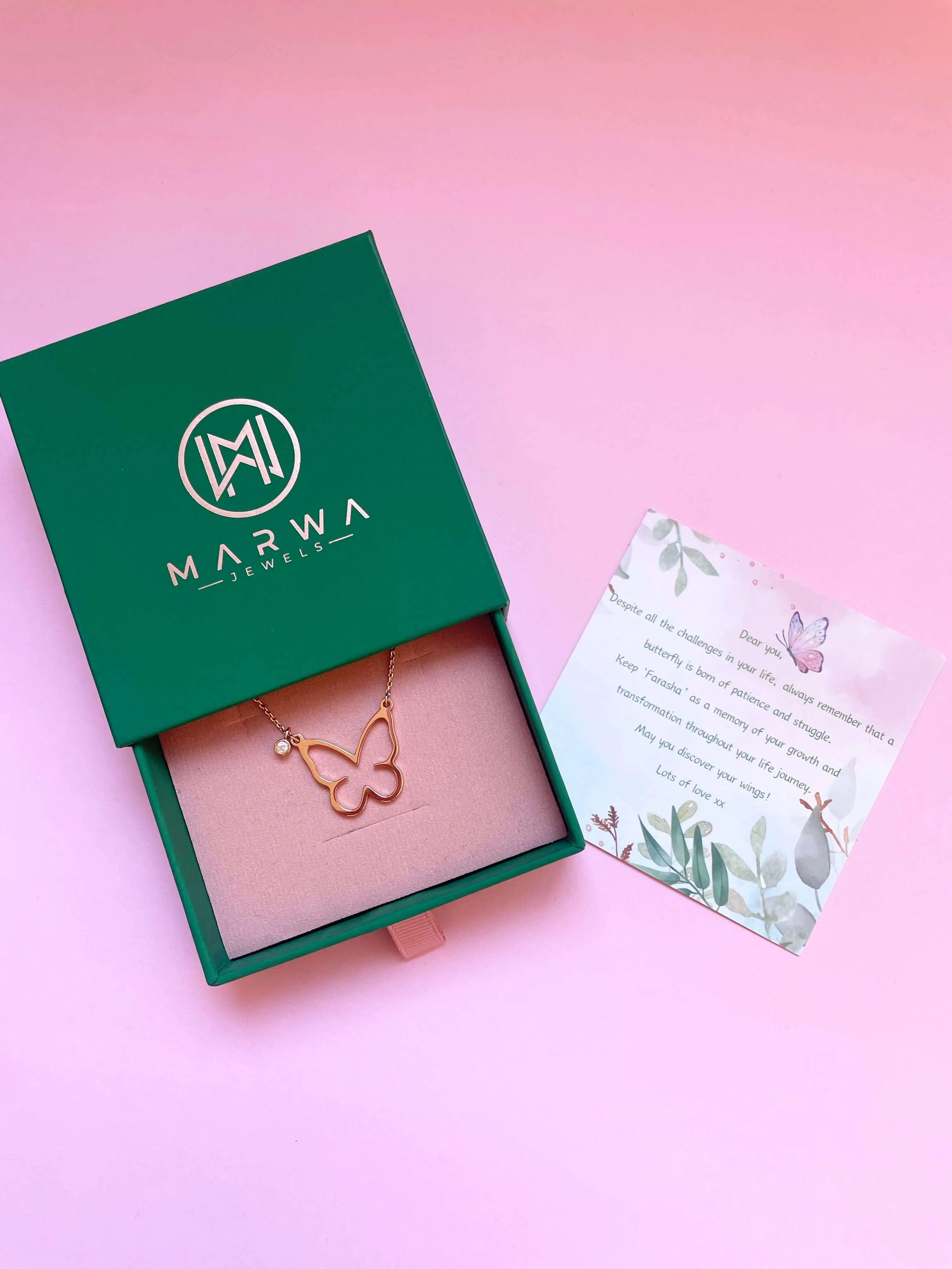 Open Butterfly Necklace | Rose Gold